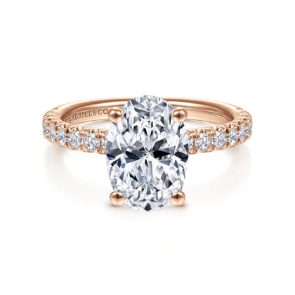 Amira - 14K Rose Gold Oval Diamond Engagement Ring