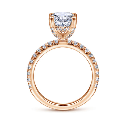Amira - 14K Rose Gold Oval Diamond Engagement Ring