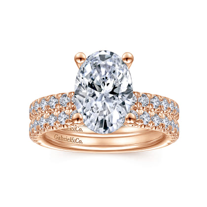 Amira - 14K Rose Gold Oval Diamond Engagement Ring