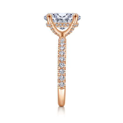 Amira - 14K Rose Gold Oval Diamond Engagement Ring