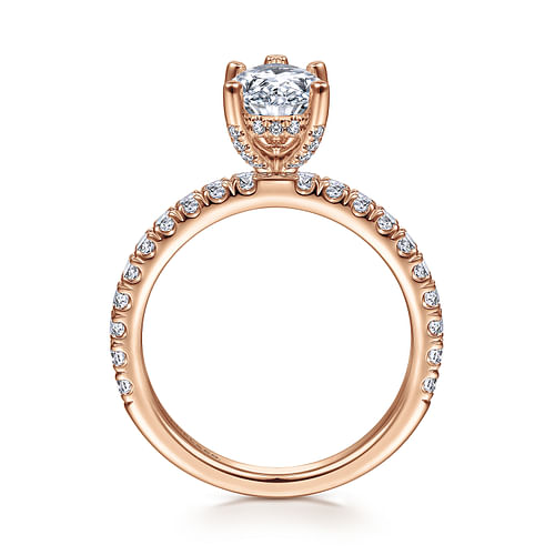 Amira - 14K Rose Gold Pear Shape Diamond Engagement Ring - 0.52 ct - Shot 2