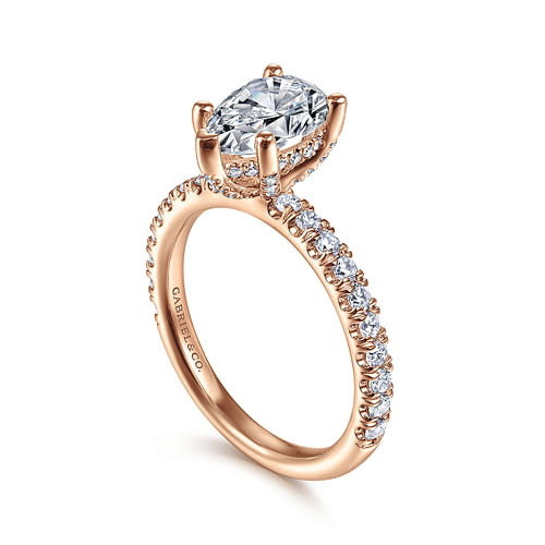 Amira - 14K Rose Gold Pear Shape Diamond Engagement Ring - 0.52 ct - Shot 3