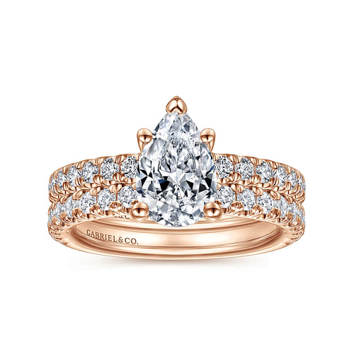 Amira - 14K Rose Gold Pear Shape Diamond Engagement Ring - 0.52 ct - Shot 4