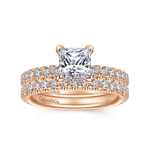Amira - 14K Rose Gold Princess Cut Diamond Engagement Ring - 0.5 ct - Shot 4