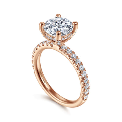 Amira - 14K Rose Gold Round Diamond Engagement Ring