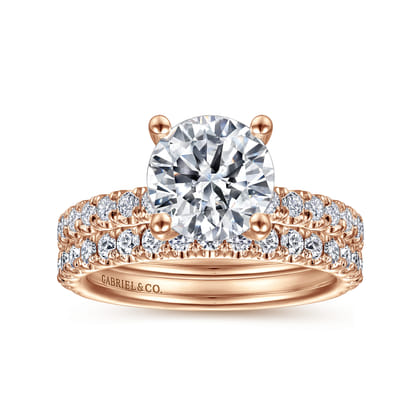 Amira - 14K Rose Gold Round Diamond Engagement Ring