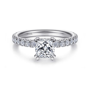 Amira - 14K White Gold Cushion Cut Diamond Engagement Ring