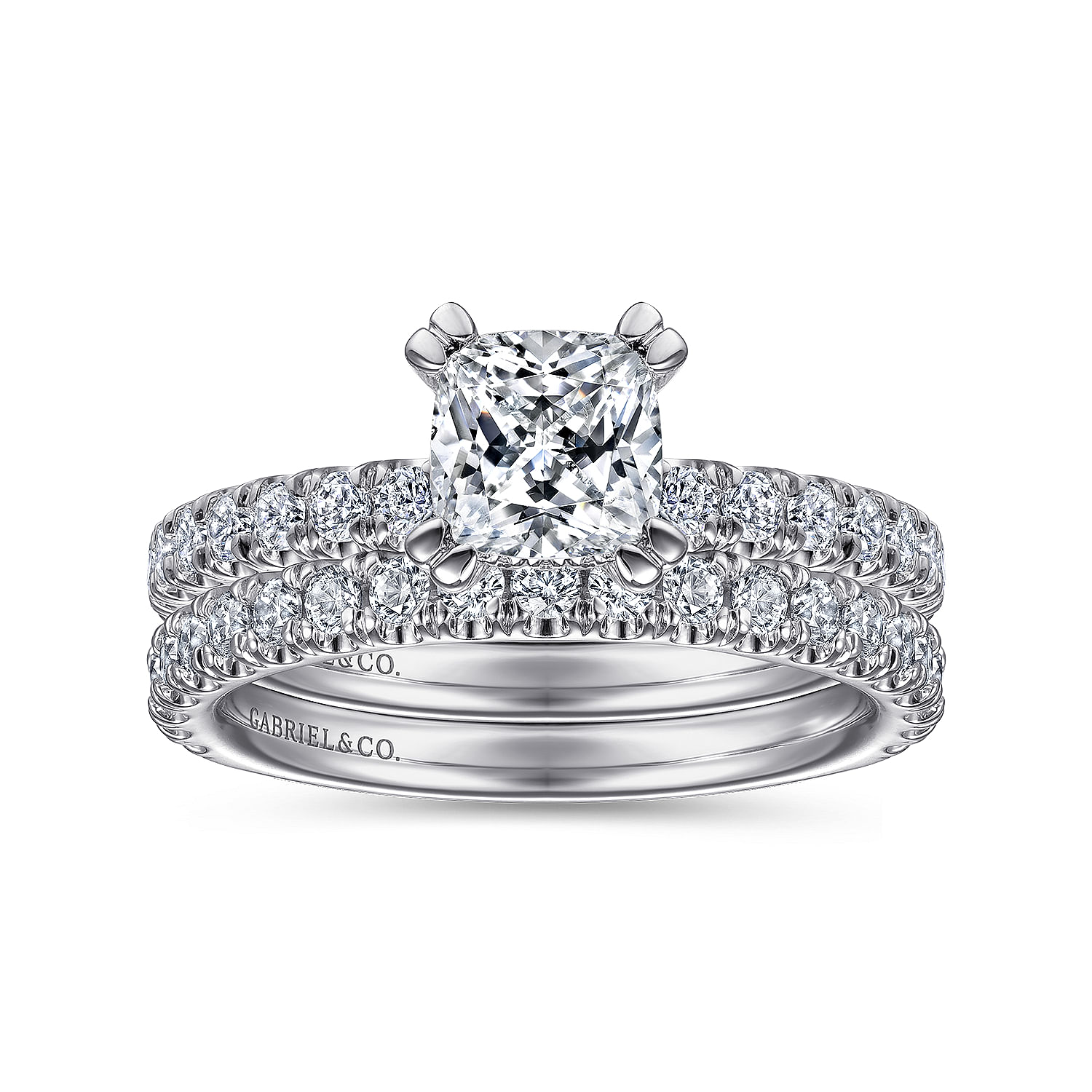 Amira - 14K White Gold Cushion Cut Diamond Engagement Ring