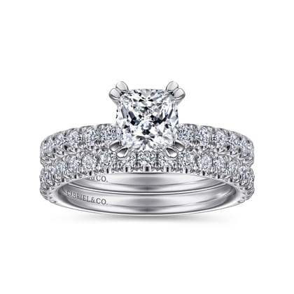 Amira - 14K White Gold Cushion Cut Diamond Engagement Ring