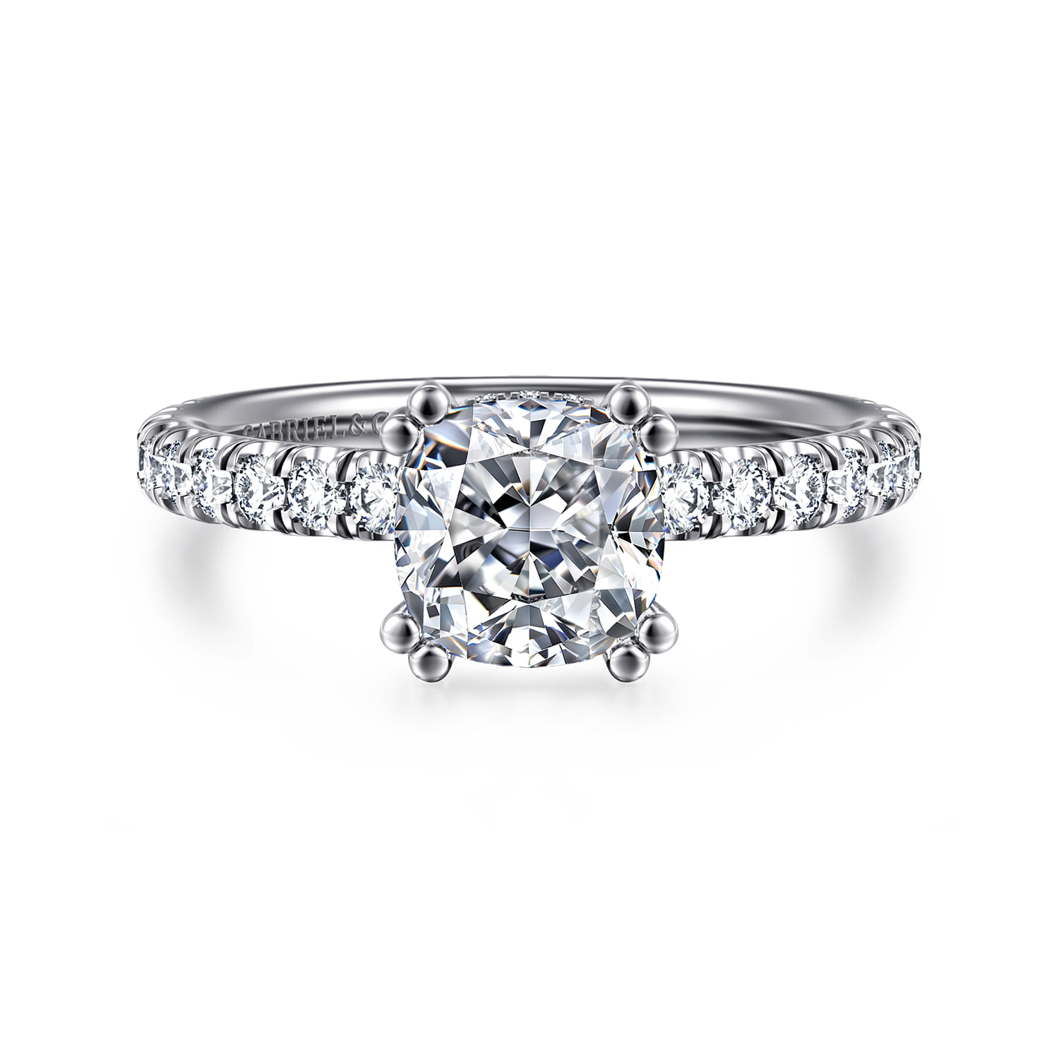 Amira - 14K White Gold Cushion Cut Diamond Engagement Ring