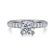 Amira - 14K White Gold Cushion Cut Diamond Engagement Ring