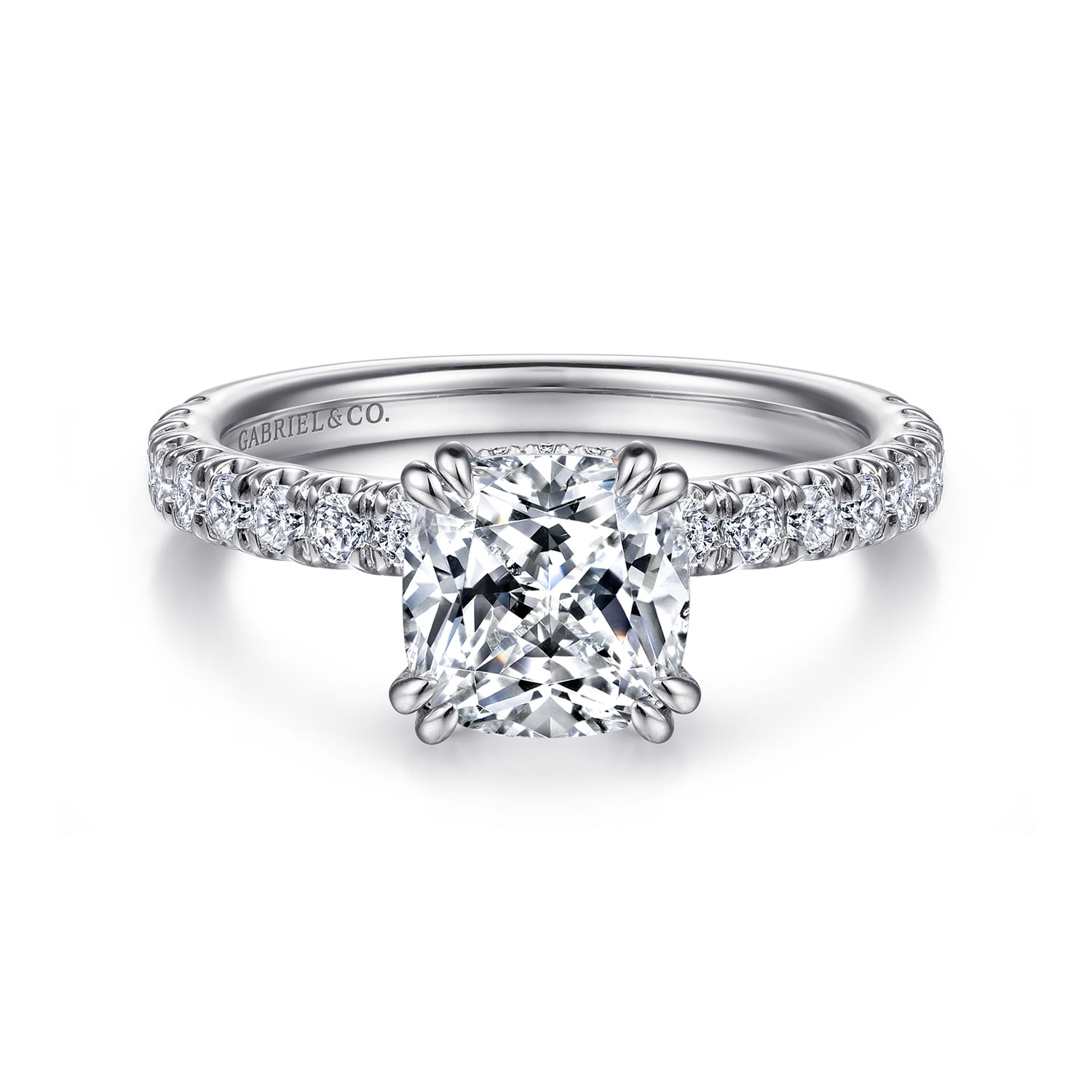 Amira - 14K White Gold Cushion Cut Diamond Engagement Ring