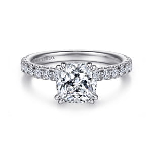 Amira - 14K White Gold Cushion Cut Diamond Engagement Ring