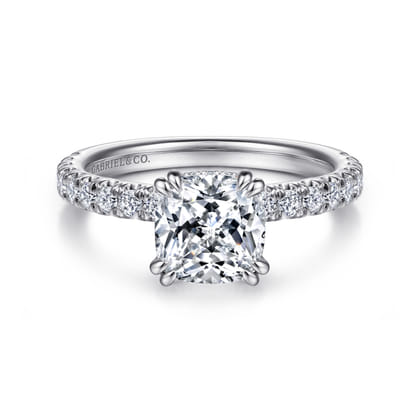 Amira - 14K White Gold Cushion Cut Diamond Engagement Ring
