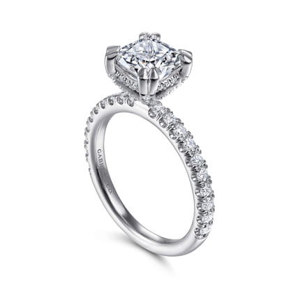 Amira - 14K White Gold Cushion Cut Diamond Engagement Ring