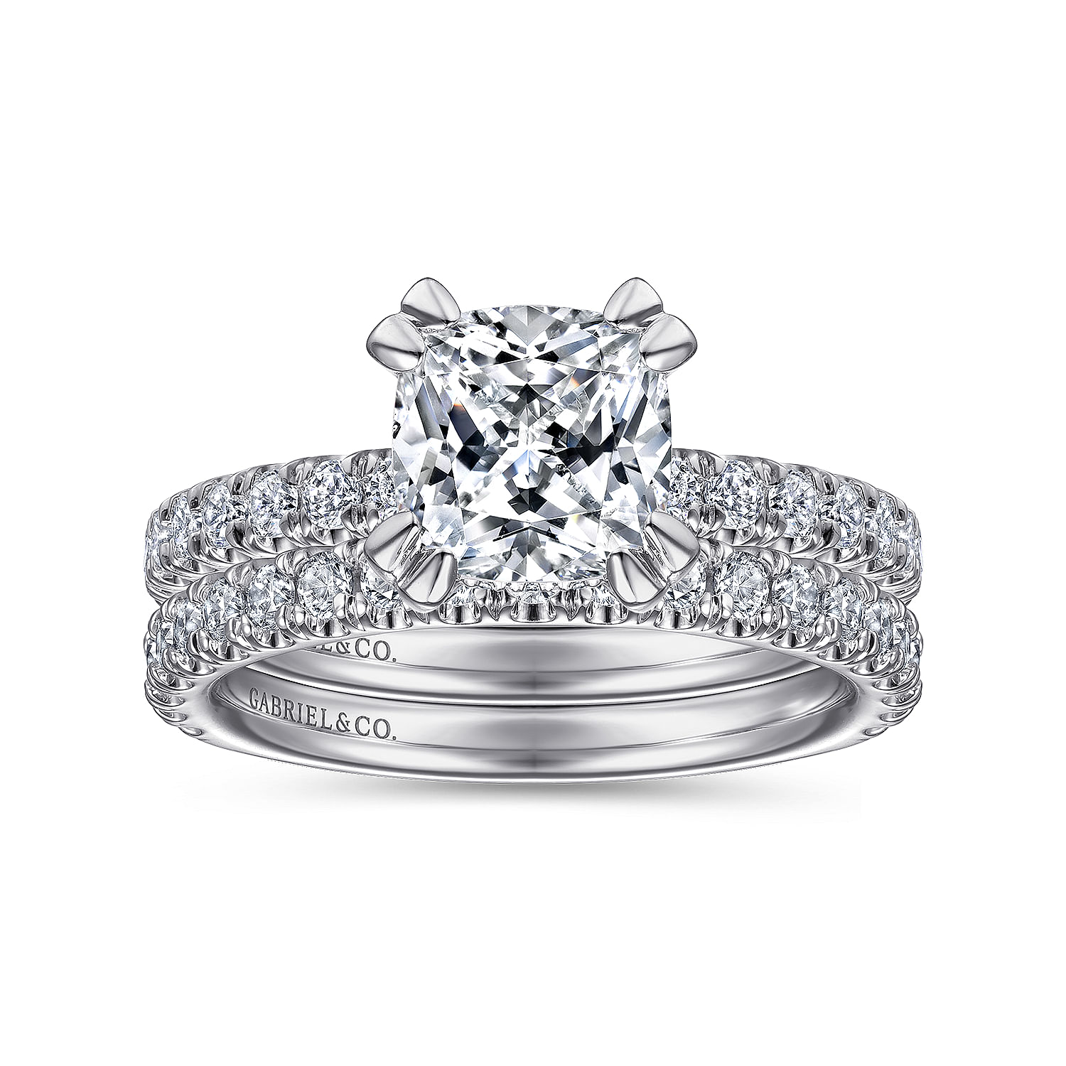 Amira - 14K White Gold Cushion Cut Diamond Engagement Ring