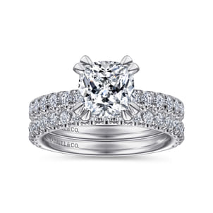 Amira - 14K White Gold Cushion Cut Diamond Engagement Ring
