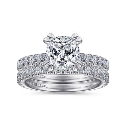 Amira - 14K White Gold Cushion Cut Diamond Engagement Ring