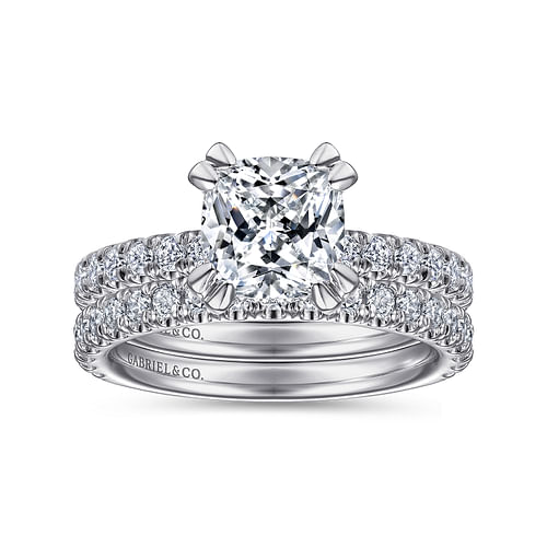 Amira - 14K White Gold Cushion Cut Diamond Engagement Ring - 0.5 ct - Shot 4