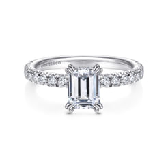 14K White Gold Emerald Cut Diamond Engagement Ring