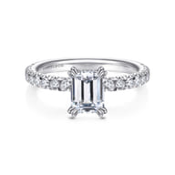 Amira - 14K White Gold Emerald Cut Diamond Engagement Ring