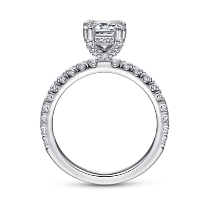 Amira - 14K White Gold Emerald Cut Diamond Engagement Ring