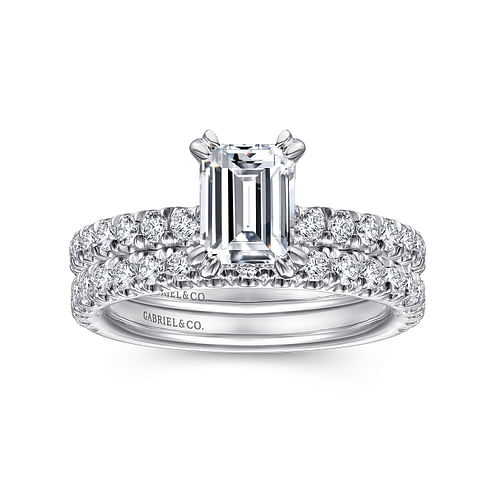 Amira - 14K White Gold Emerald Cut Diamond Engagement Ring - 0.51 ct - Shot 4