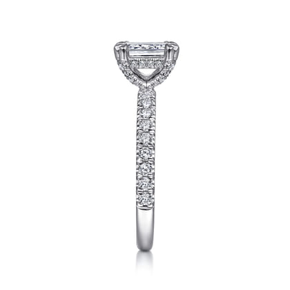 Amira - 14K White Gold Emerald Cut Diamond Engagement Ring