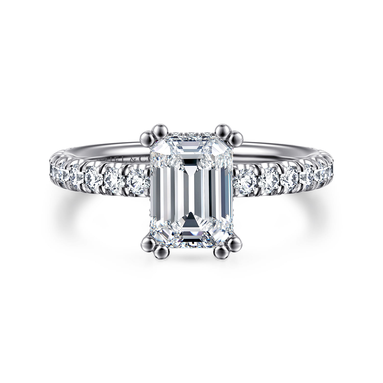 Amira - 14K White Gold Emerald Cut Diamond Engagement Ring