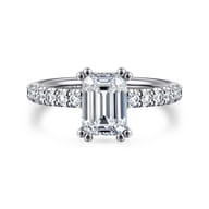 Amira - 14K White Gold Emerald Cut Diamond Engagement Ring