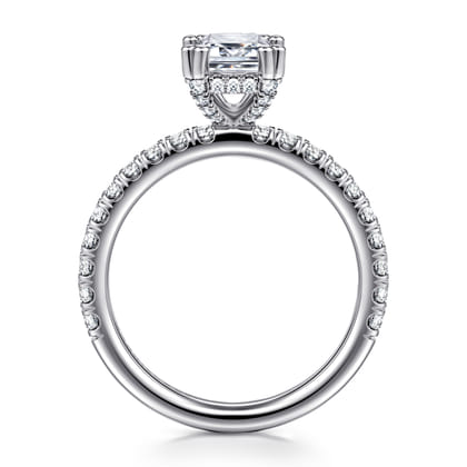 Amira - 14K White Gold Emerald Cut Diamond Engagement Ring