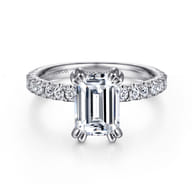 Amira - 14K White Gold Emerald Cut Diamond Engagement Ring
