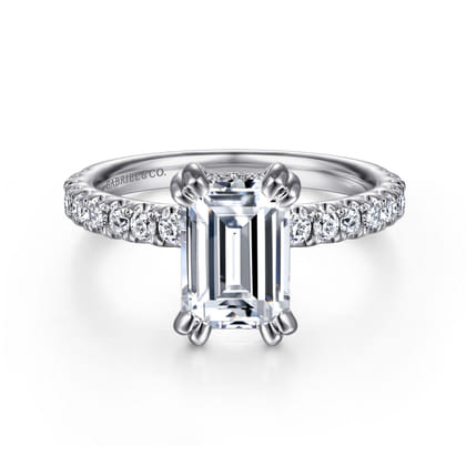 Amira - 14K White Gold Emerald Cut Diamond Engagement Ring