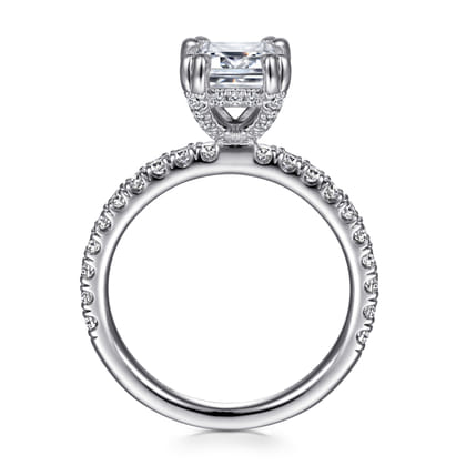 Amira - 14K White Gold Emerald Cut Diamond Engagement Ring