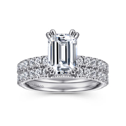 Amira - 14K White Gold Emerald Cut Diamond Engagement Ring