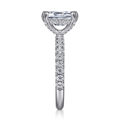 Amira - 14K White Gold Emerald Cut Diamond Engagement Ring