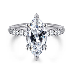 Amira - 14K White Gold Marquise Cut Diamond Engagement Ring