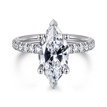 Amira - 14K White Gold Marquise Cut Diamond Engagement Ring