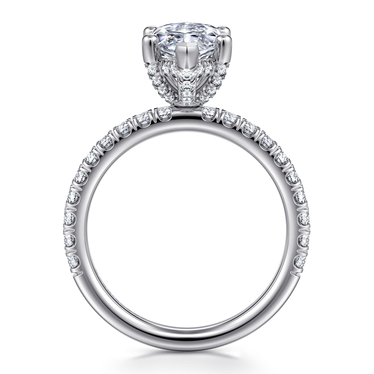 Amira - 14K White Gold Marquise Cut Diamond Engagement Ring