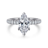Amira - 14K White Gold Marquise Shape Diamond Engagement Ring