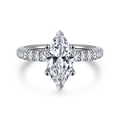 Amira - 14K White Gold Marquise Shape Diamond Engagement Ring