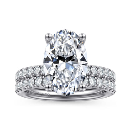 Amira - 14K White Gold Oval Diamond Engagement Ring