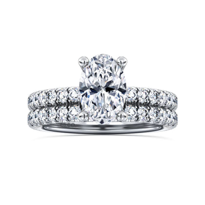 Amira - 14K White Gold Oval Diamond Engagement Ring