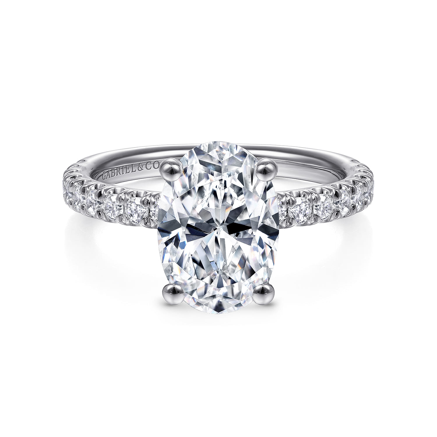 Amira - 14K White Gold Oval Diamond Engagement Ring