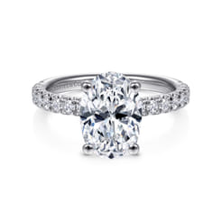 Amira - 14K White Gold Oval Diamond Engagement Ring