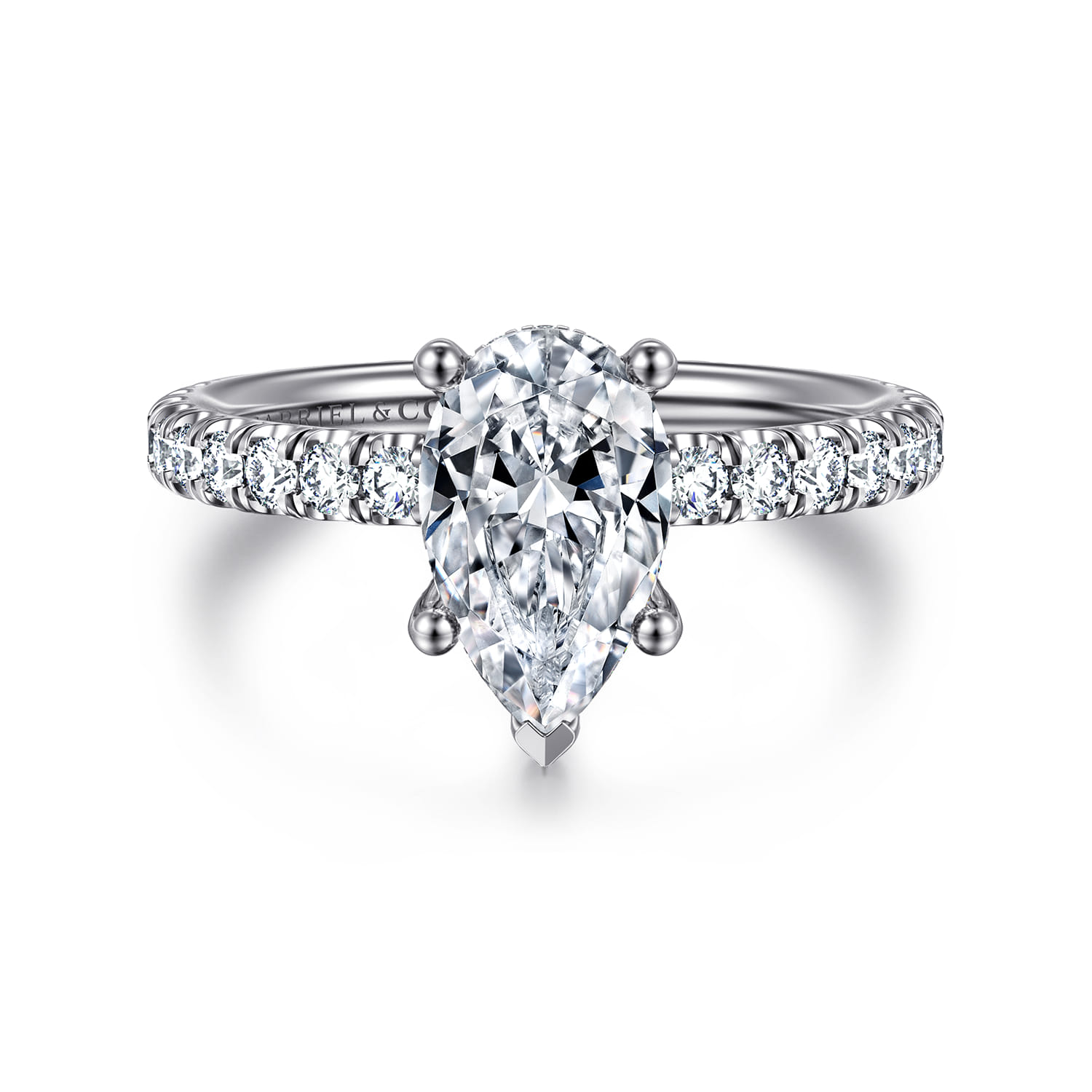 Amira - 14K White Gold Pear Shape Diamond Engagement Ring