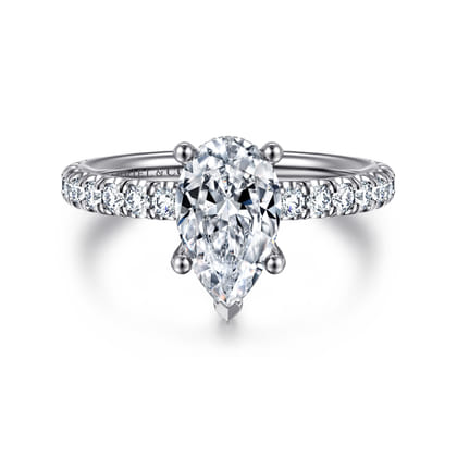 Amira - 14K White Gold Pear Shape Diamond Engagement Ring