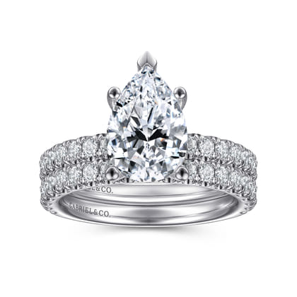 Amira - 14K White Gold Pear Shape Diamond Engagement Ring