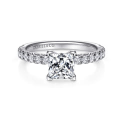 Amira - 14K White Gold Princess Cut Diamond Engagement Ring