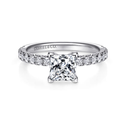 Amira - 14K White Gold Princess Cut Diamond Engagement Ring